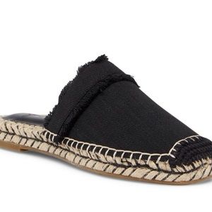 Joie black linen espadrille mules